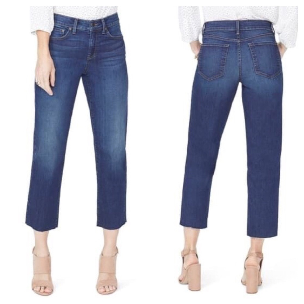 NYDJ Jenna Straight Leg Raw Hem Ankle Jeans Sz 12
